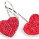 2 x Red Heart Valentines Day Shower Curtain Hooks - Luxury Sparkly Crystal Rhinestone Decorative Stainless Steel Shower Rings Hangers for Holiday Women Girls Bathroom Accessories