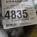 13.75 Inches Accent Lamp White Steel Finish Teal Fabric Shade with Tassels