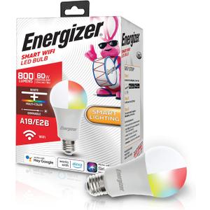 Energizer Connect Smart A19 LED White & Multi-Color RGB Light Bulb with Voice Control and Remote Access Through Your Smartphone | Compatible with Alexa and Google Assistant (1 Count (Pack of 1))