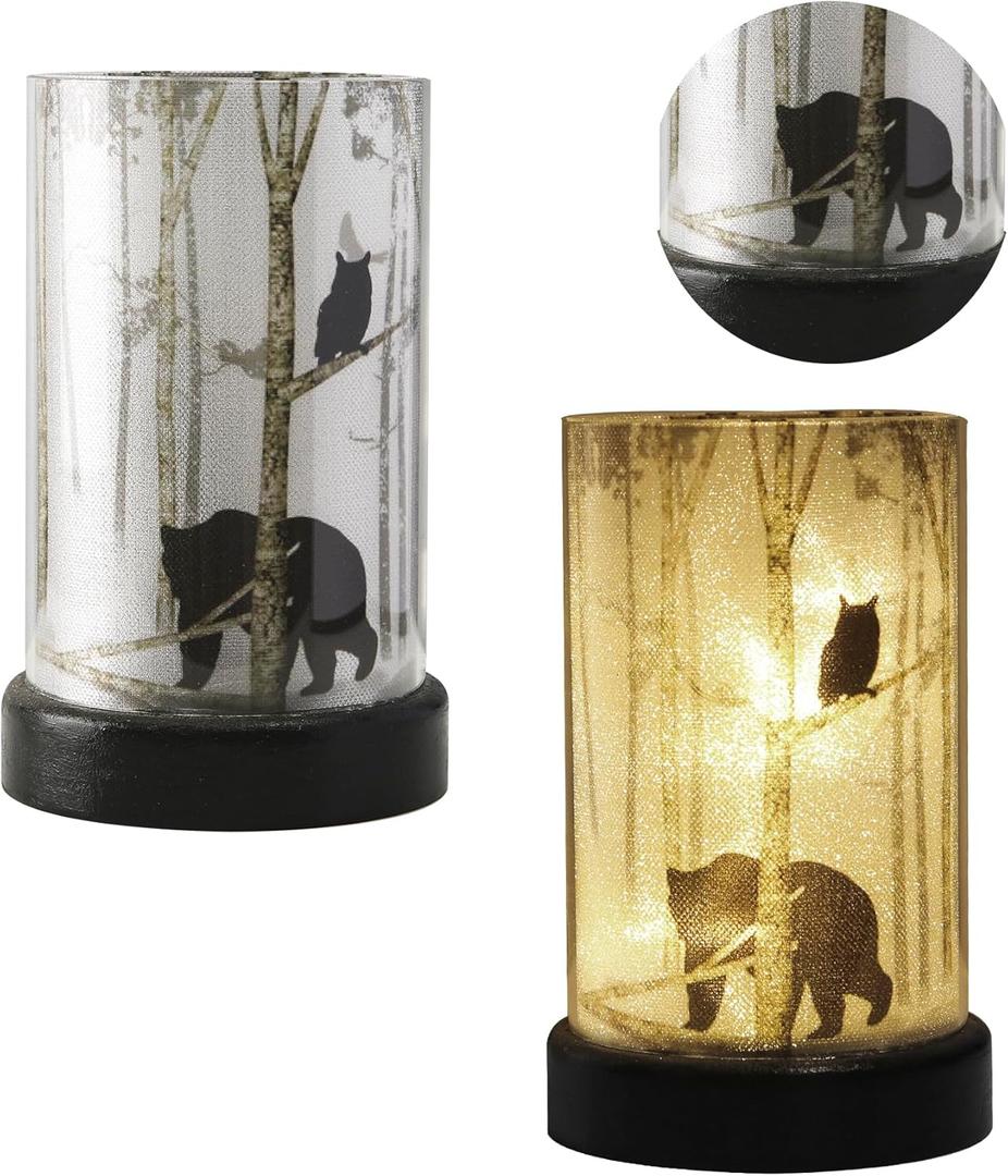 Battery Operated Table Lamp, Cordless Lamps for Home Decor, Battery Powered Nightlight with LED Bulb, Decorative Lights for Living Room Bedroom Tabletop Entryway Centerpiece Gift (Bear)