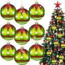 12 Pcs 2.4 Inch Christmas Ball Ornaments Red and Green Polka Dot Hanging Ornaments Christmas Tree Decorations Plastic Glittering Balls for Xmas Holiday Party Tree Decor(Stylish Style)