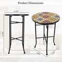 Mosaic Outdoor Side Table Small Round Patio Table Plant Stand
