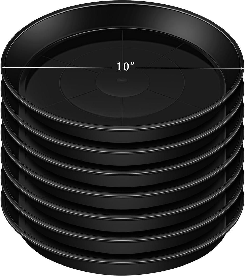 Eccliy 5 Pack Plastic Plant Saucer Heavy Duty Planter Saucers Large Plant Pot Plastic Water Trays for Indoors and Outdoors Flower Drip(10 Inch,Black)