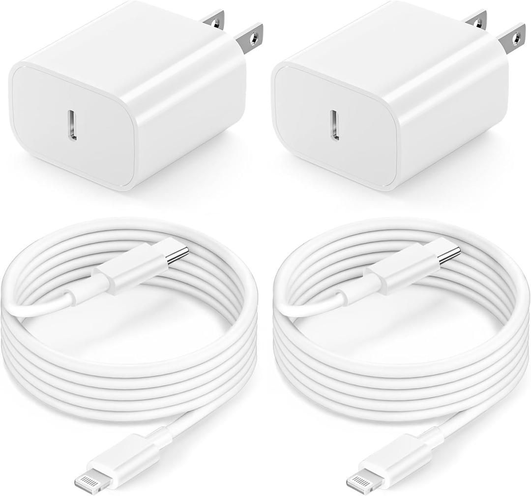 iPad Fast Charger, 2-Pack Apple Certified 20W USB C Fast Wall Charger Block with 6.6FT USB C to Lightning Cable for iPad 9th/8th/7th/6th/5th Generation, iPad Air 3/2, iPad mini 5/4/3, iPad Pro, iPhone