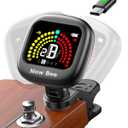 New Bee Guitar Tuner Rechargeable, 360° Rotatable Clip On Tuner with Color Screen, Fast & Accurate Chromatic Tuning for Guitar, Bass, Ukulele, Violin, Cello
