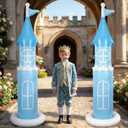 2 Pack 6.2 FT Birthday Party Decorations, Castle Inflatable Stand Castle Blow Up Yard Decorations for Indoor Outdoor Party Garden Supplies (Blue,Princess)
