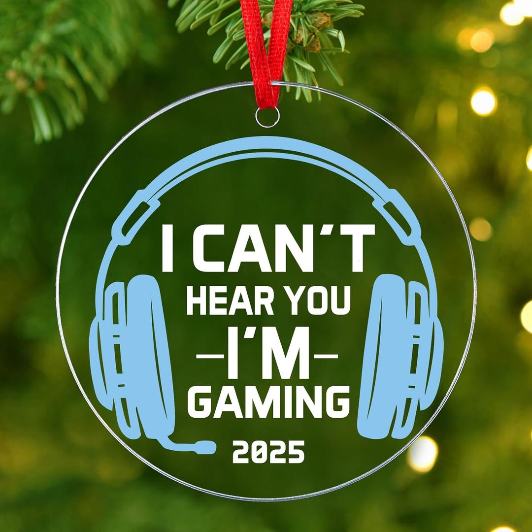 3 x Gamer Ornament - Can't Hear You I'm Gaming, Gamer Gifts, Gifts for Gamers Men, Video Game Ornament, Gamers Ornaments for Christmas Tree, Gaming Ornaments for Christmas Tree