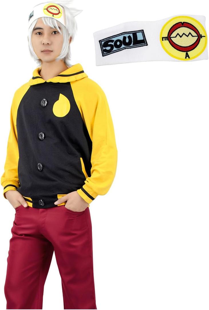 DAZCOS US Size Men's Cosplay Costume Baseball Jacket Outfit with Headband (Large)
