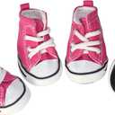 URBEST 4 Pcs Pet Dog Puppy Canvas Sport Shoes, Sneaker Boots, Outdoor Nonslip Causal Shoes (4#, Pink)