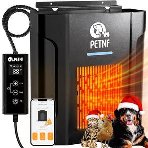 Dog House Heater – 45℉ to 113℉ Thermostat Controlled Pet House Heater with Wifi Remote App Control 300W Fast Heating Energy Saving Eco Mode Safe for Outside Dog House Winter Chicken Coop