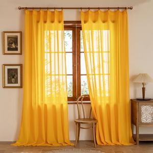 MAIHER Gold Pinch Pleat Curtains 102 Inches Long, Soft Touch Lightweight Privacy Light Filtering Sheer Pleated Drapes with Adjustable Hooks for Bedroom Patio, Gold, 42" W x 102" L, 2 Panels