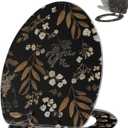 Angol Shiold ELONGATED Resin Toilet Seat Soft Close Black Floral18.5" | Quick Release Heavy Duty Acrylic Decorative Toilet Seats Easy to Install&Clean (Black Floral)