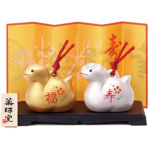 69 Cute Gold and Silver Bell Design Snakes 2025 Japanese Zodiac Pottery Room Ornament. for Happy New Year! Snake Figurine Ornament Decor