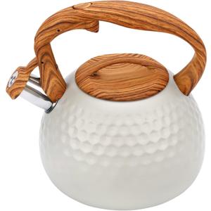 Foedo Tea pot, 3.2Qt Whistling Tea Kettle Stovetop, Convenient switch/heatresistant handle, coffee, tea, milk teapots, Gas Electric Applicable (cream)