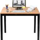 Need Small Computer Desk for Home&Office- 31.5'' Length Small Writing Desk Gaming Desk Students Laptop Use, Teak Color Desktop & Black Frame AC3BB(8060)