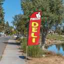 Fresh Deli Feather Flag for Business Advertising 6 FT Swooper Flag for Storefronts Retailers Shops Food Trucks Events and Fairs (Flagpole Not Included)