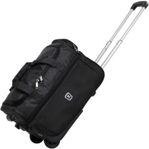 U.S.A. 19 inch Carry On Scalable Wheeled Rolling Duffel Bag Water Resistant Luggage Lightweight Travel Suitcase with Retractable Handle (Black), 19" Ready Luggage
