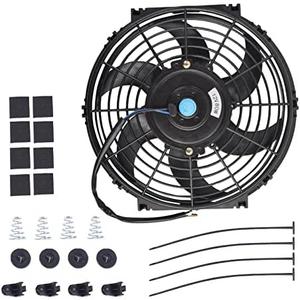 10 Inch Slim Fan Push Pull Electric Radiator Cooling Fan Universal High Performance 12V 80W Motor with Fan Mounting Kit (Black)