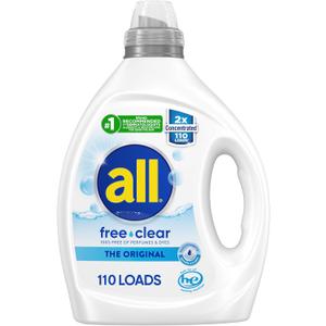all free clear, Original, Liquid Laundry Detergent for Sensitive Skin, Unscented and Hypoallergenic, Concentrated (82.5 Fl Oz (Pack of 1))
