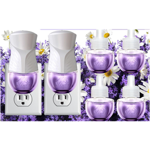 Air Wick Plug in Scented Oil Starter Kit, 2 Warmers + 6 Refills, Lavender & Chamomile, Eco Friendly, Essential Oils, Air Freshener