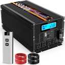 5500 Watt Power Inverter 12V DC to 110V 120V Converter for Family RV Off Grid Solar System Car with Type-C Ports 3 AC Power Outlets Dual USB Ports LCD Display Wireless Remote Control