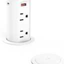 Pop up Outlet for Countertop,2.5 inch Hole Desktop Power Grommet,4 Outlets 4 USB Ports,15Amp Tamper Resistant Receptacle Flush Mount,Space Saver Recessed Outlet for Home,Office White