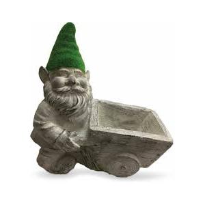Wheeling for Gold Leprechaun Planter, Decorative Gnome with Wheelbarrow 18x19x9 inch