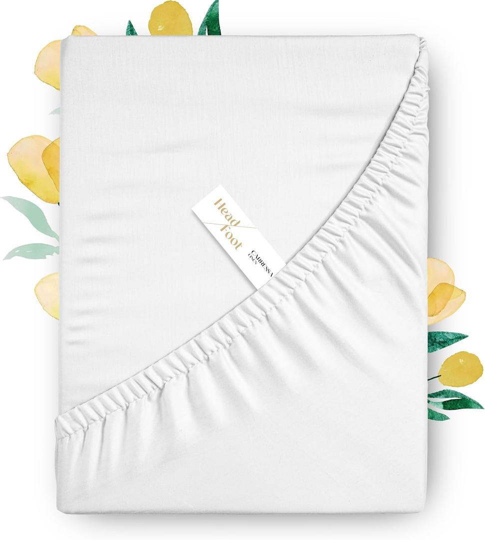 Carressa Linen 100% Egyptian Cotton California King Fitted Sheet Only - 800 Thread Count 16" Deep Pocket Crisp White Fitted Sheet, Durable Sateen Weave, All-Around Elastic, Head/Foot Side Indicators