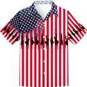 Men 4th of July Patriotic Shirt,American Flag Shirt Short Sleeve Button Down,Hawaiian Neon Funny Novelty Shirts (Large)