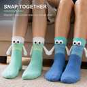 2 Pairs Magnetic Holding Hands Socks for Couples Friends Gifts