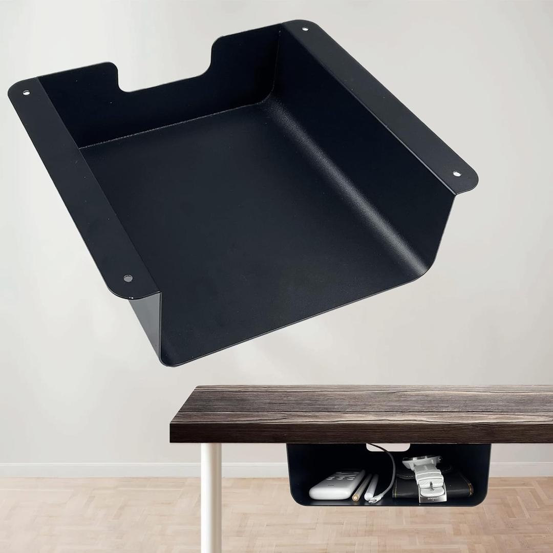 Under Desk Storage Shelf Under Desk Drawer Storage for Sit Stand Desk, Table, Gaming Desk, Workstations Under Desk Organizer Adds Tray for Home and Office(Black)