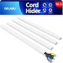 Delamu Cord Hider, 56.7in Cord Covers for 2-3 Wires on Wall, Paintable Cable Hider Wire Covers for Cords, Self-Adhesive Cable Cover Management, Easy Set-up Wires Hiders for TV, W0.95 x H0.55in, White