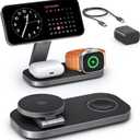 3-in-1 Charging Station for Apple Device, Qi2 25W Certified Magnetic Wireless Foldable Fast Charger Stand Compatible with MagSafe for iPhone 17e/17/16/15/14/13/12/Air Series, Apple Watch & AirPods