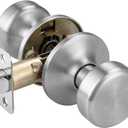 Brushed Nickel Door Knobs, Pismo Door Knob with Lock, Privacy Door Handles Interior for Bath & Bed
