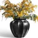 LE TAUCI 11" Ceramic Vase, Artisan Large Black Ceramic Vase for Modern Home Decor, Substantial & Stable, Handcrafted Flower Vase, Living Room & Dining Room Table Centerpiece, Distressed Iron Black