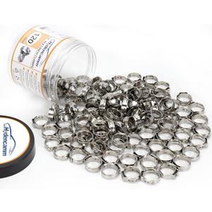 120 Pack 1/2 Inch PEX Cinch Clamps Rings, Premium 304 Stainless Steel Cinch Crimp Rings Pinch Clamps, Stepless Single Ear Hose Clamp for PEX Tubing Pipe Fitting Connections By Hydencamm (1/2"x120)