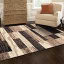 BNM Indoor Small Area Rug, Jute Backing, Modern Geometric, Perfect for Living Room, Dining Room, Bedroom, Hardwood Floors, Office, Dorm, Entryway, Patchwork Color Block, 8' x 10', Chocolate