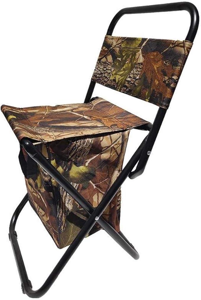 Portable Camping Folding Chair, Outdoor Fishing Multifunctional Heat Preservation Stool with Ice Bag, Camouflage, 600D Oxford Cloth + PVC Waterproof Coating + Steel Pipe