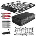 PINGDIR Roof Rack Basket 51" X 36" X 5" Rooftop Rack Cargo Carrier Universal, Waterproof Cargo Bag 44 * 35 * 16", Cargo Net with Attachment Hooks, 2 pcs Ratchet Strap,Roof Pedal