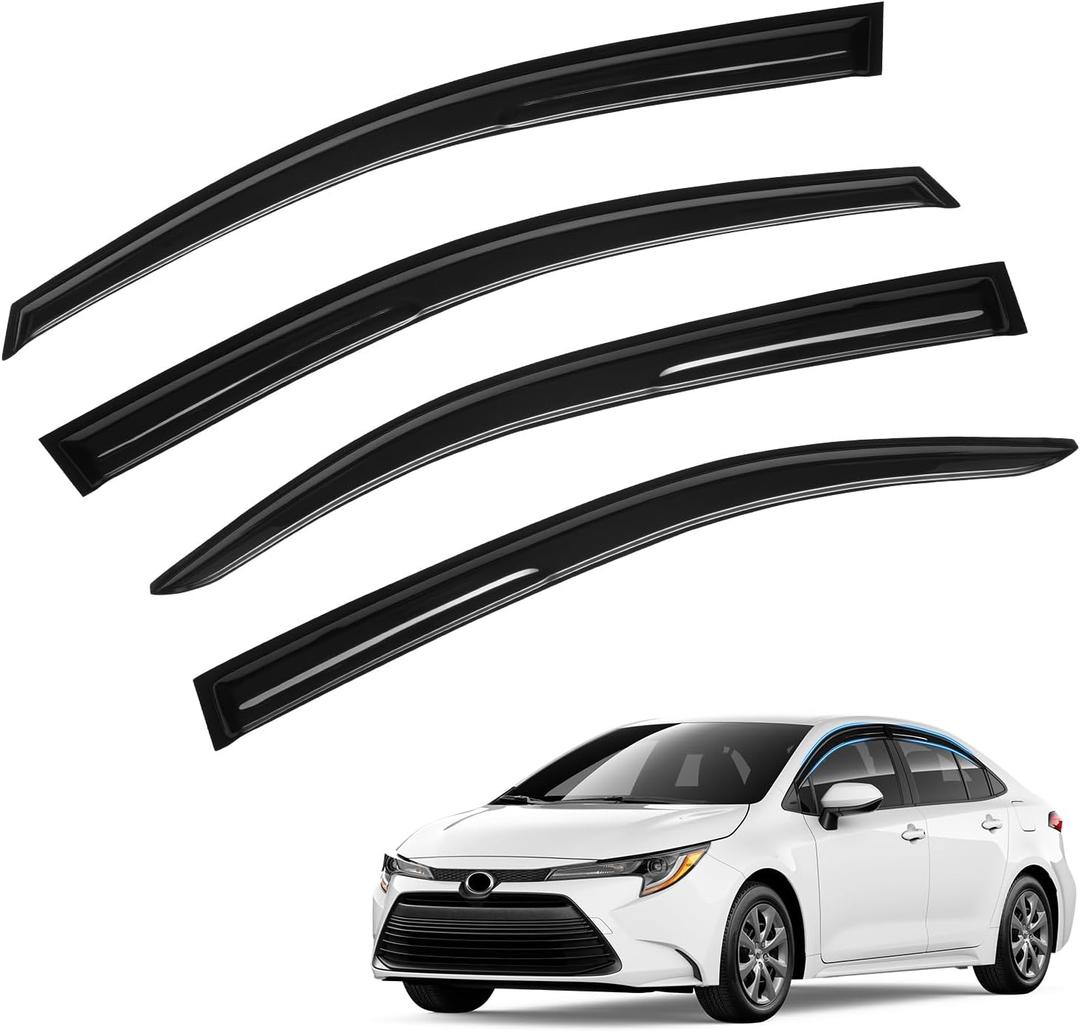 Corolla Rain Guards - Window Visors for Toyota Corolla Sedan 2019-2025 2026, Out-Channel Side Window Rain Guards for Corolla Accessories, 4PCS, Black, Car Accessories