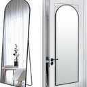 57x20 Door Hanging Full Length Mirror, Floor (Height 5.7ft just Body in1.3ft) or Wall Mounted Metal Frame Arch Dressing Mirrors for Bedroom Bathroom Living Room 57 20 inch Black