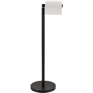 Toilet Paper Holder Stand, Matte Black 304 Stainless Steel,Free Standing for Bathroom,Weighted Base