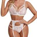 Avidlove Sexy Lingerie for Women Lace Bodysuit with Panty Garter Lingerie Set Teddy Lingerie Body Suit XS
