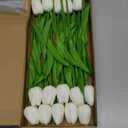 20pcs White Tulips Artificial Flowers 13.5 Inch Real Touch PU Fake Flowers Fake Tulips for Mother's Day Easter in Home Wedding Office Party Table Decoration