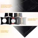 2 Pack 12 Grid Velvet Watch Tray Organizer with Removable Pillows - Stackable Bracelet & Bangle Display Holder for Drawer, Store, or Travel - Black