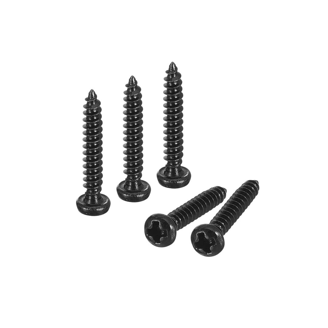 uxcell #2 x 9/16" Phillips Pan Head Self-Tapping Screw, 100pcs - 304 Stainless Steel Round Head Wood Screw Full Thread (Black)