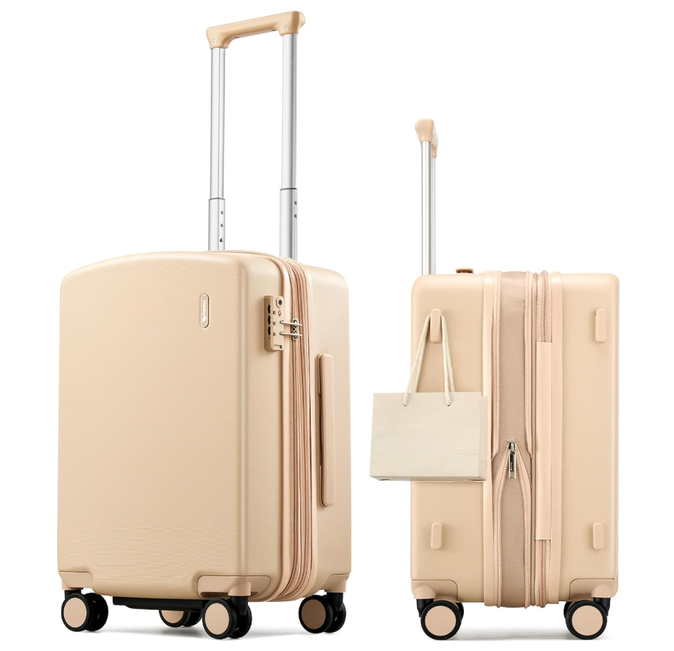 Hanke 20 Inch Expandable Carry On Luggage, Hard Shell with Side HookPC Hard Shell, Overhead Bin, Expandable Up to 15%, 8 Spinner Wheels, TSA Lock, Lightweight, Weekend Getaway