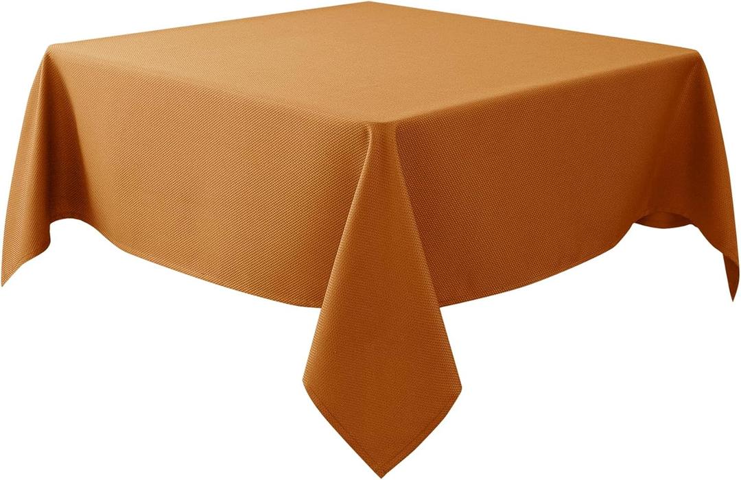 Biscaynebay Textured Fabric Square Tablecloths 90x90 Inch, Bronze Water Resistant Spill Proof Card Table Cloth Folding Table Cover for Kitchen, Dining, Wedding, Parties Machine Washable