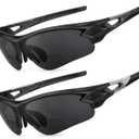 Attractive Bifocal Reading Sunglasses for Men, Durable TR90 Semi Rimless Wrap Around Design Sun Readers, UV400 Near-Far Sun Glass Built in Outdoor Sports/Driving/Finshing Dark Glasses, +2.0 (Bifocal - Gunmetal and Silver)
