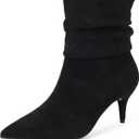 CosyFever Sexy Slouch Ankle Boots for Women with Fashion Mid Stiletto Heels Pointed Toe (8, Black)